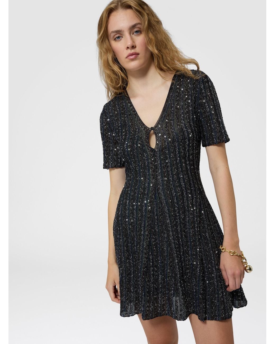 Missoni Black Lamé Viscose Knit Mini Dress