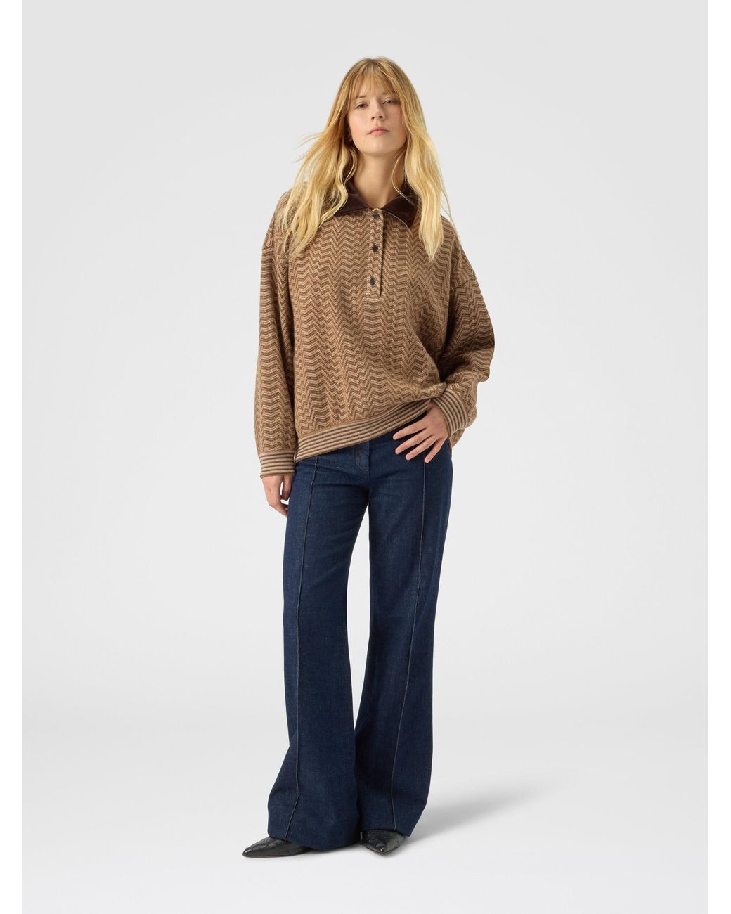 Missoni Natural Chevron Polo Sweater