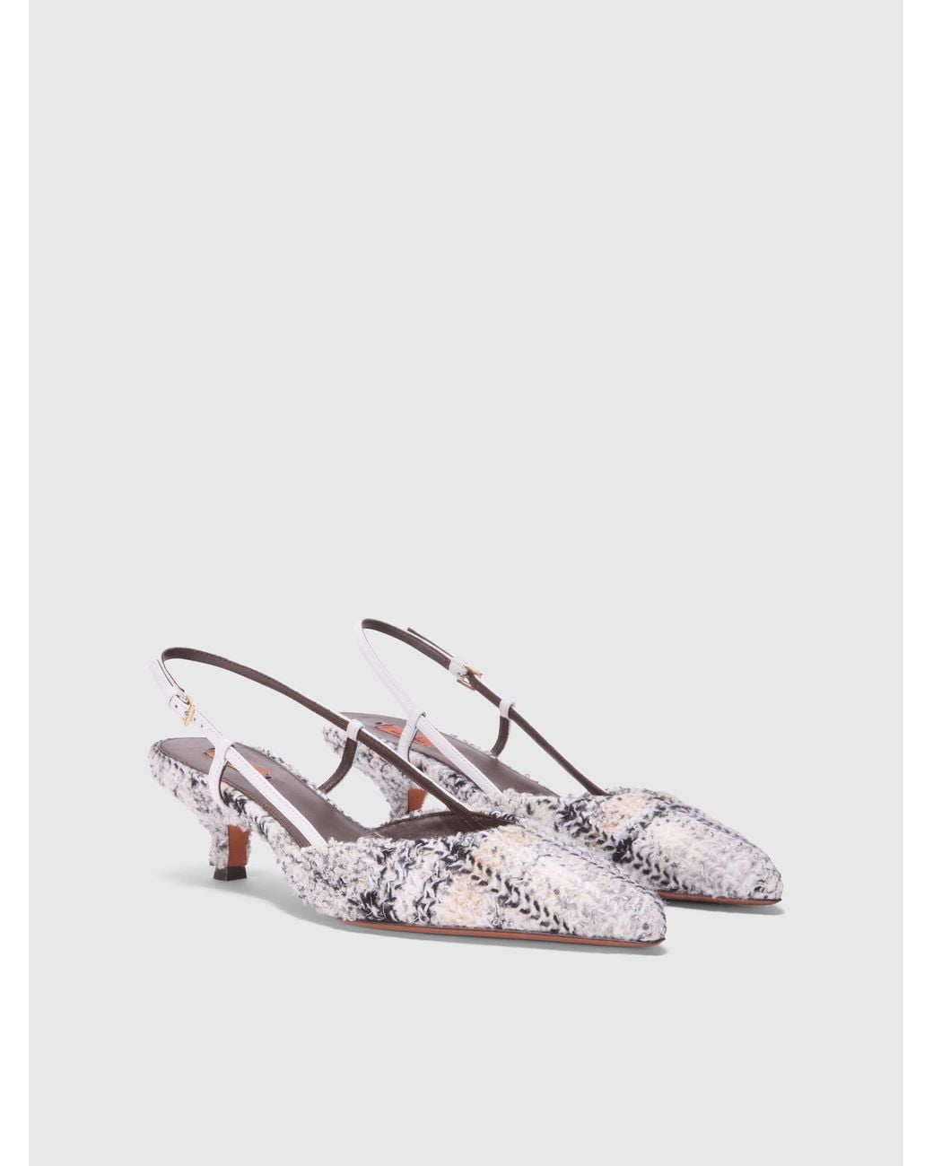 Missoni White Low Check Mules