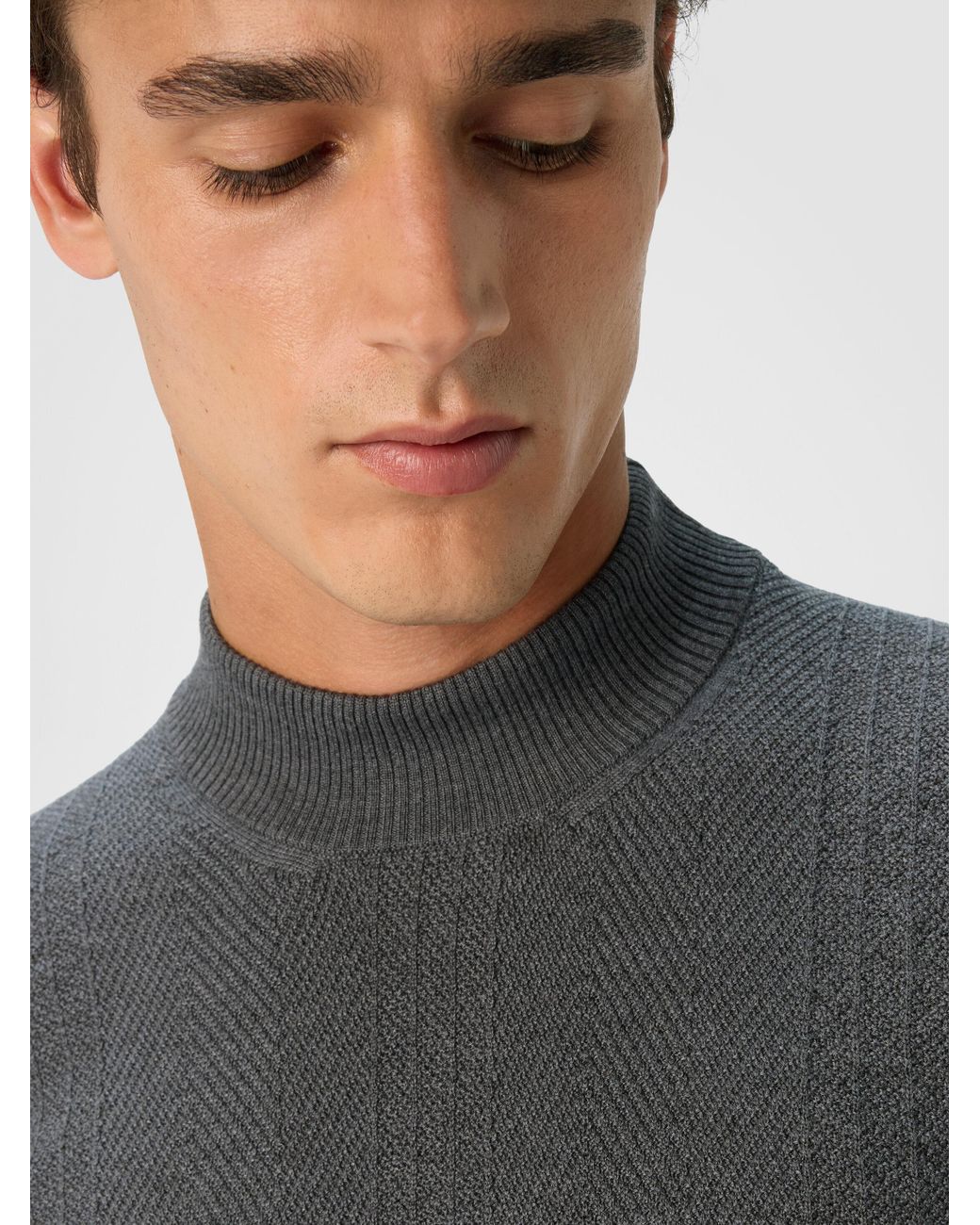 Missoni Blue High-Neck Sweater With Tone-On-Tone Chevron Pattern for men