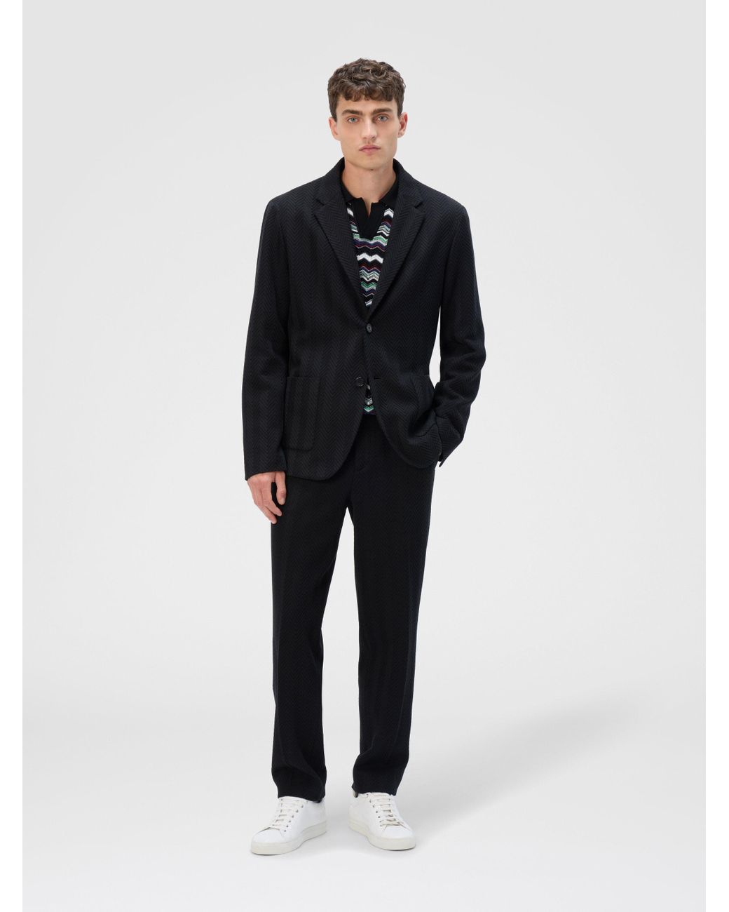 Missoni Black Straight Pants With Zigzag Pattern for men