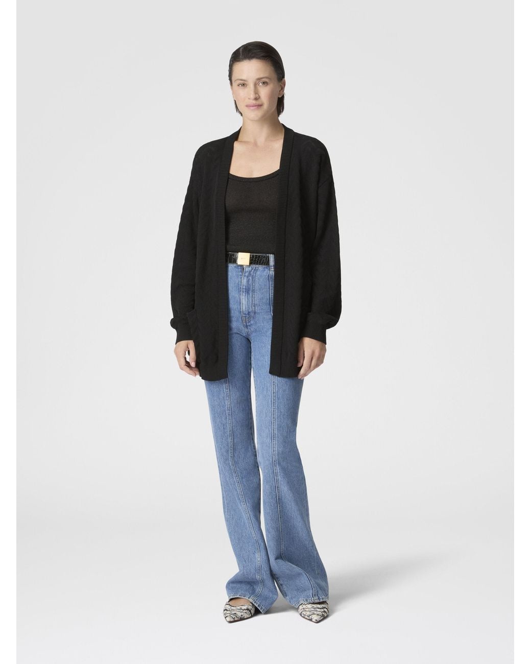 Missoni Black Chevron Cotton And Viscose Cardigan With Belt
