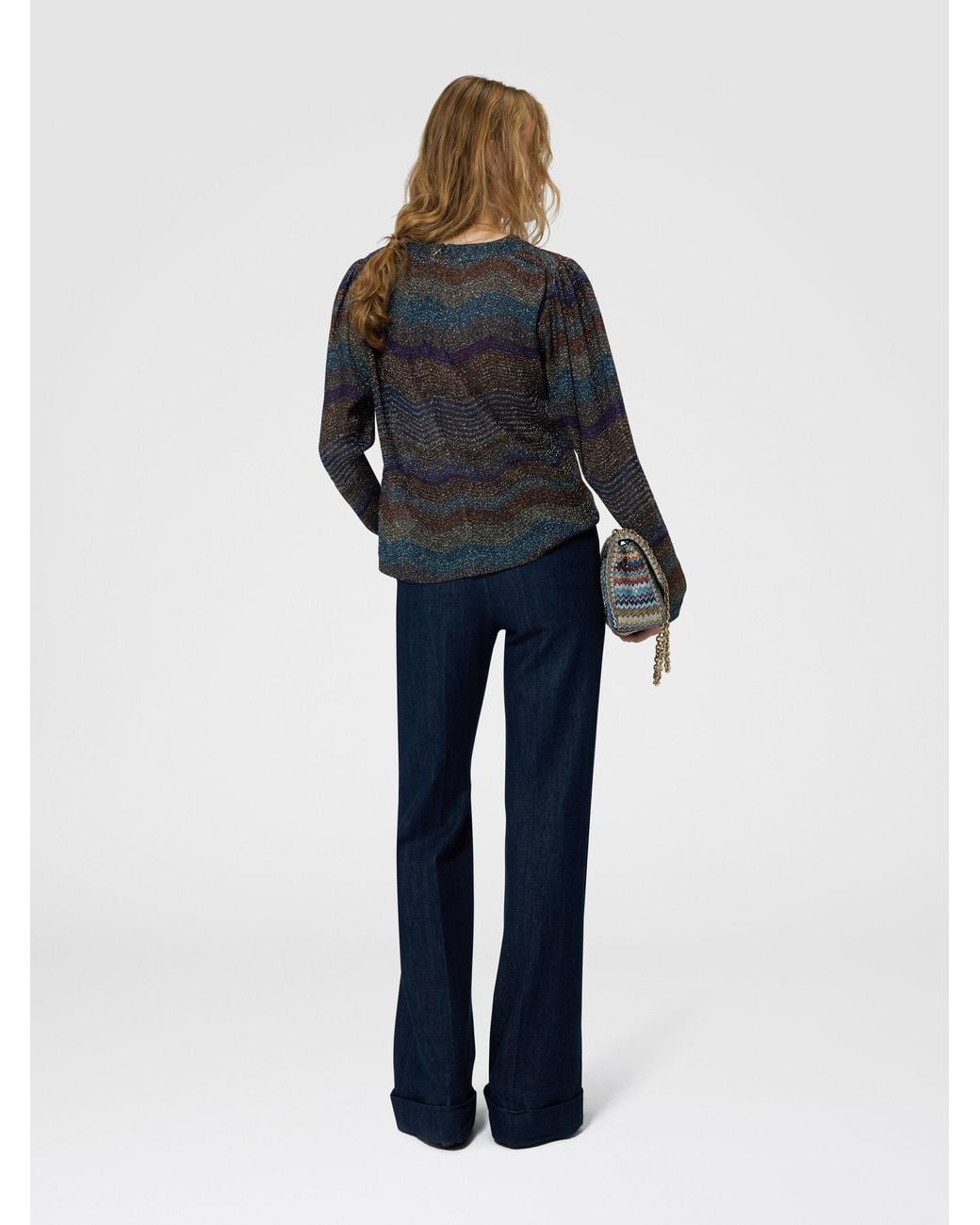 Missoni Black Viscose Lamé Sweater With Wave Motif
