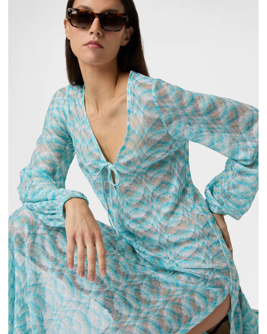 Missoni Blue Long-Sleeved Cover-Up Dress