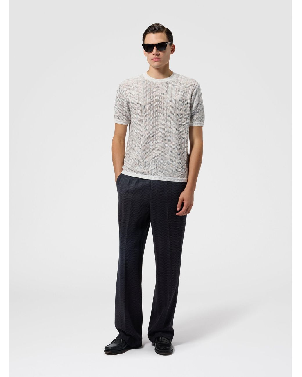 Missoni White Openwork Cotton And Viscose Knit T-Shirt for men