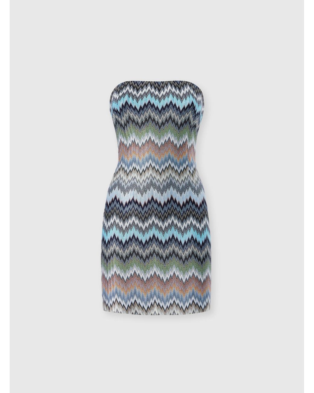 Missoni Blue Viscose Chevron Snake-Pattern Mini Dress