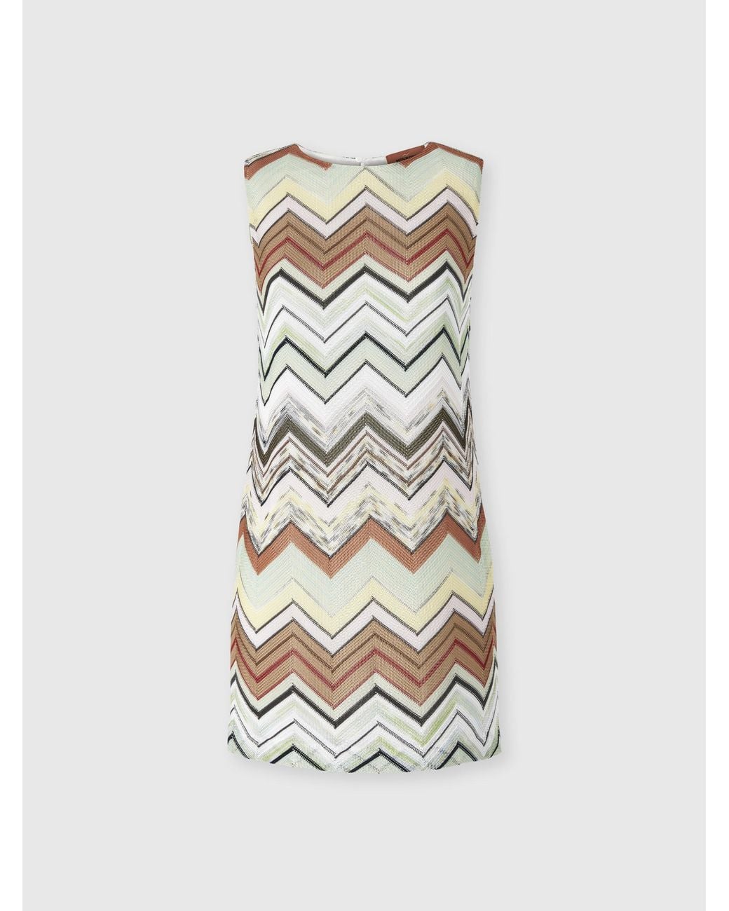 Missoni White Sleeveless Chevron Viscose And Cotton Mini Dress