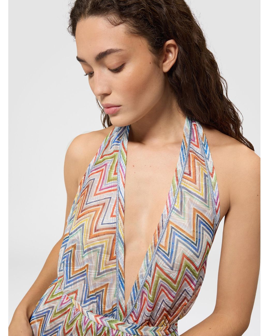 Missoni White Zig Zag Tulle Cover-Up Mini Dress