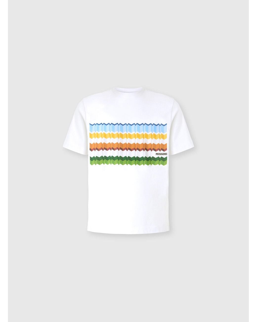 Missoni White Cotton Crewneck T-Shirt With Print And Logo for men