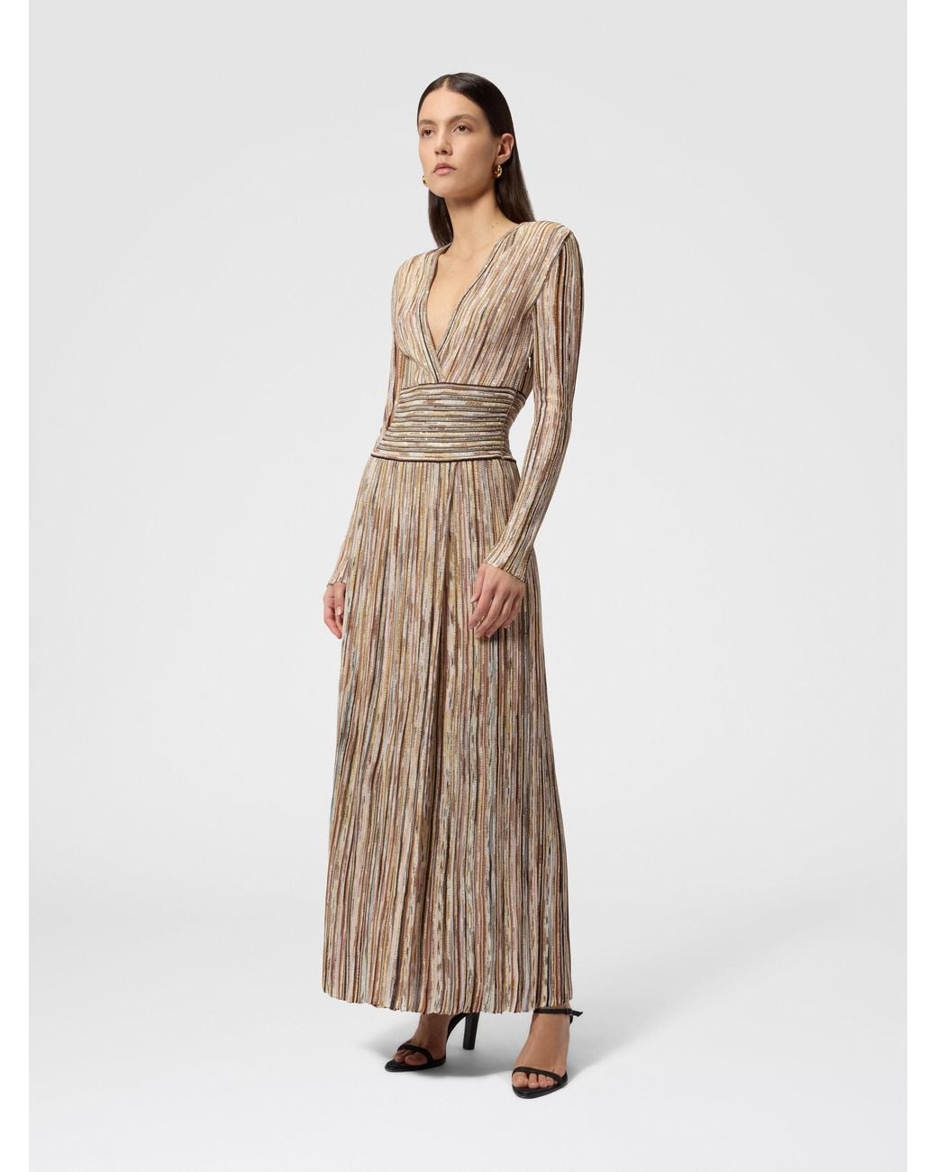 Missoni Natural Long Ribbed Viscose-Blend Dress With Sequins