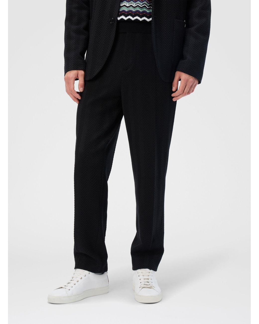 Missoni Black Straight Pants With Zigzag Pattern for men