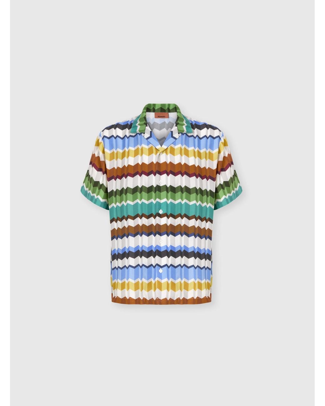 Missoni Gray Zig Zag Viscose Bowling Shirt for men