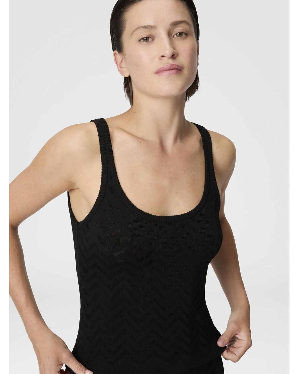 Missoni Black Stretch Chevron Cotton And Viscose Tank Top