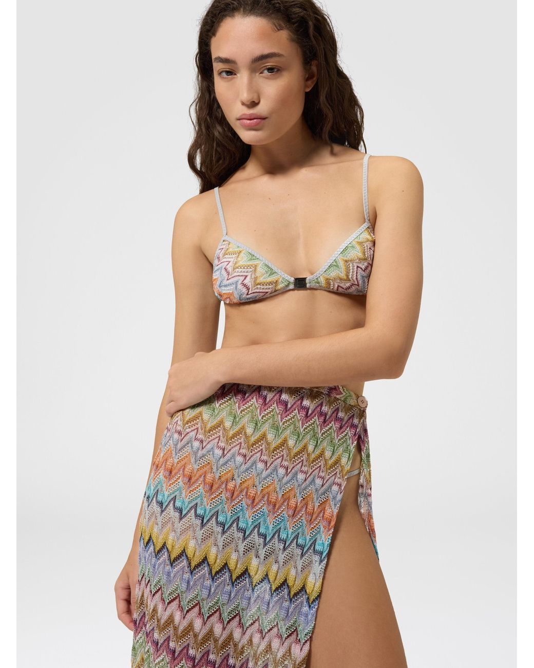 Missoni White Long Viscose Lamé Cover-Up Skirt