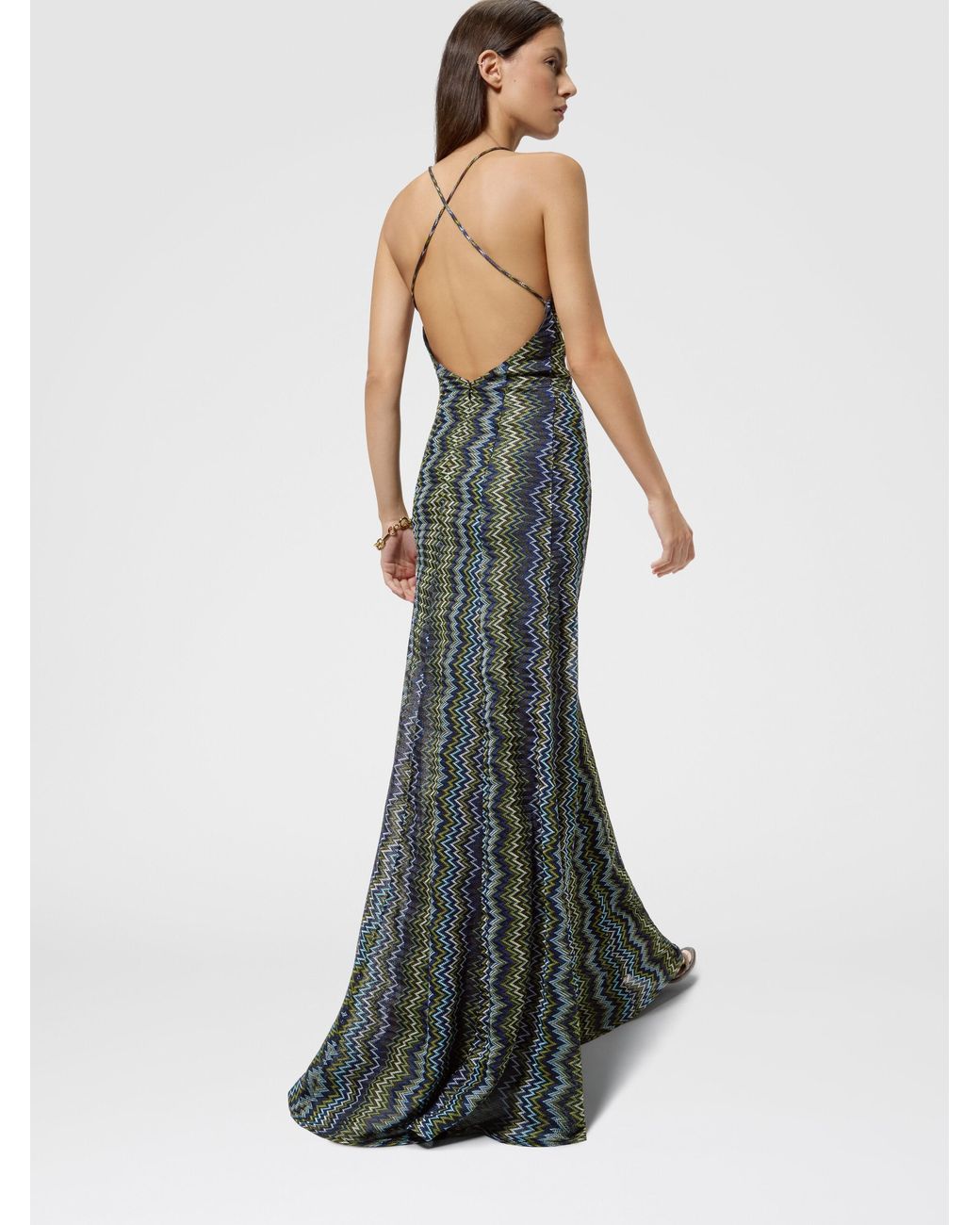 Missoni Blue Long Viscose Dress With Snake Motif
