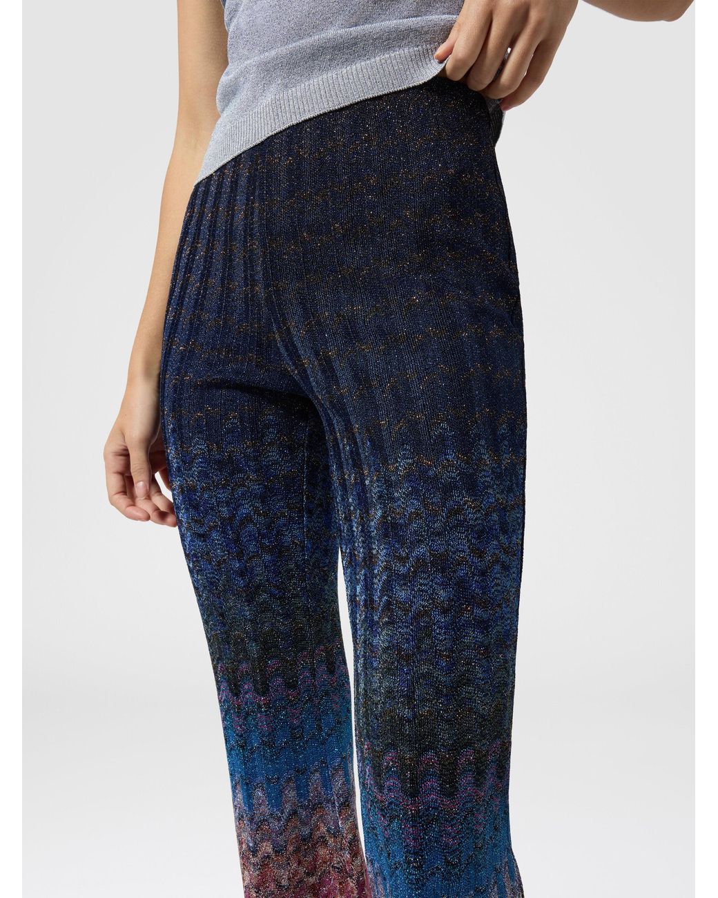 Missoni Blue Dégradé Viscose Lamé Flare Trousers