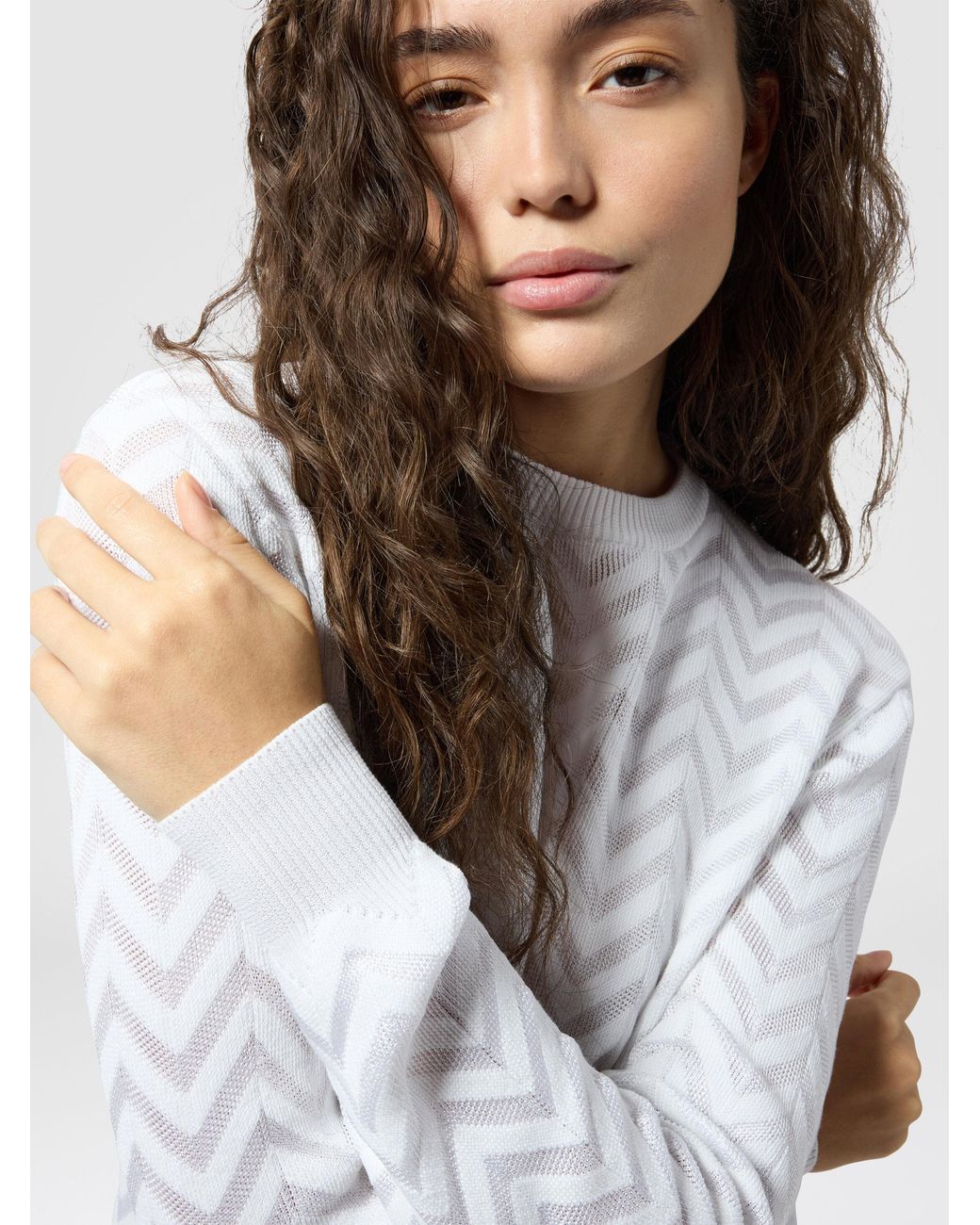 Missoni White Crew-Neck Stretch Pullover