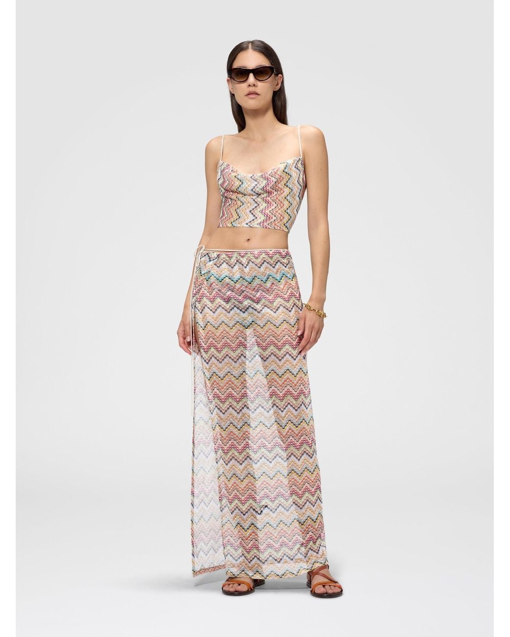 Missoni Natural Long Pareo Skirt With Print