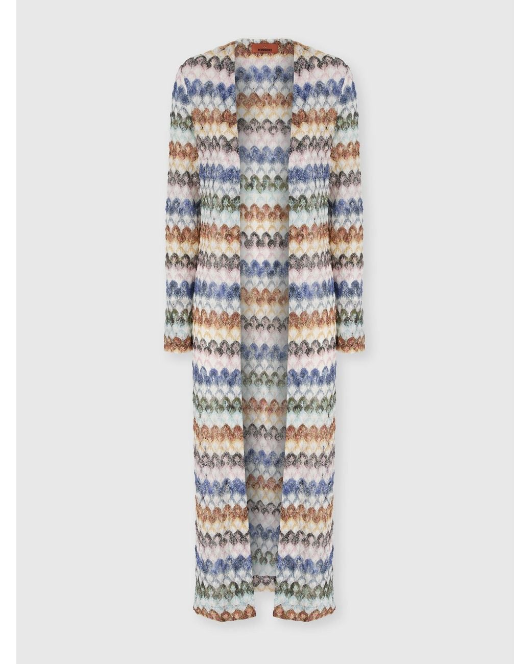 Missoni White Long Viscose Lamé Cardigan With Lace Motif