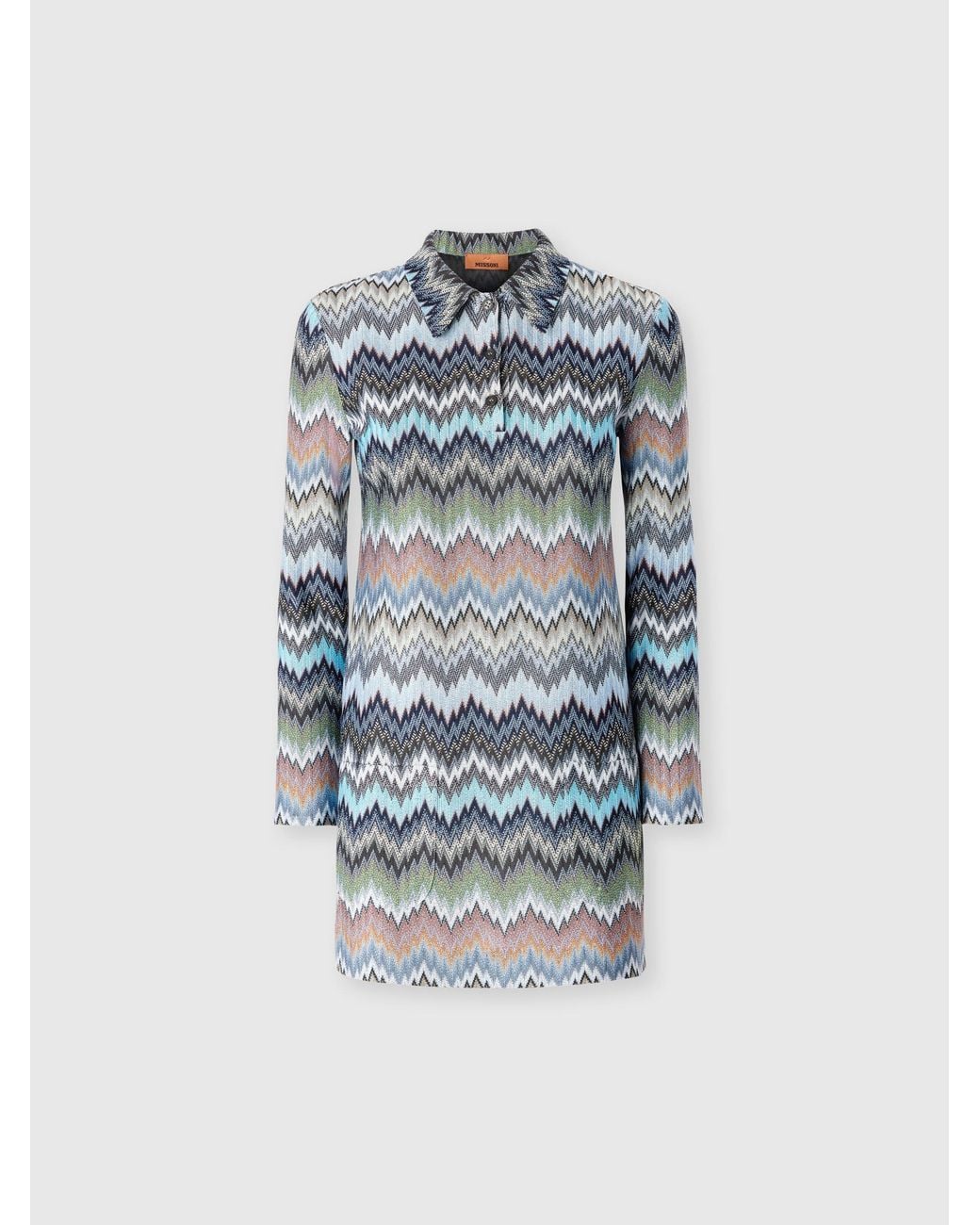 Missoni Blue Snake-Pattern Viscose Polo Mini Dress, & Multicoloured