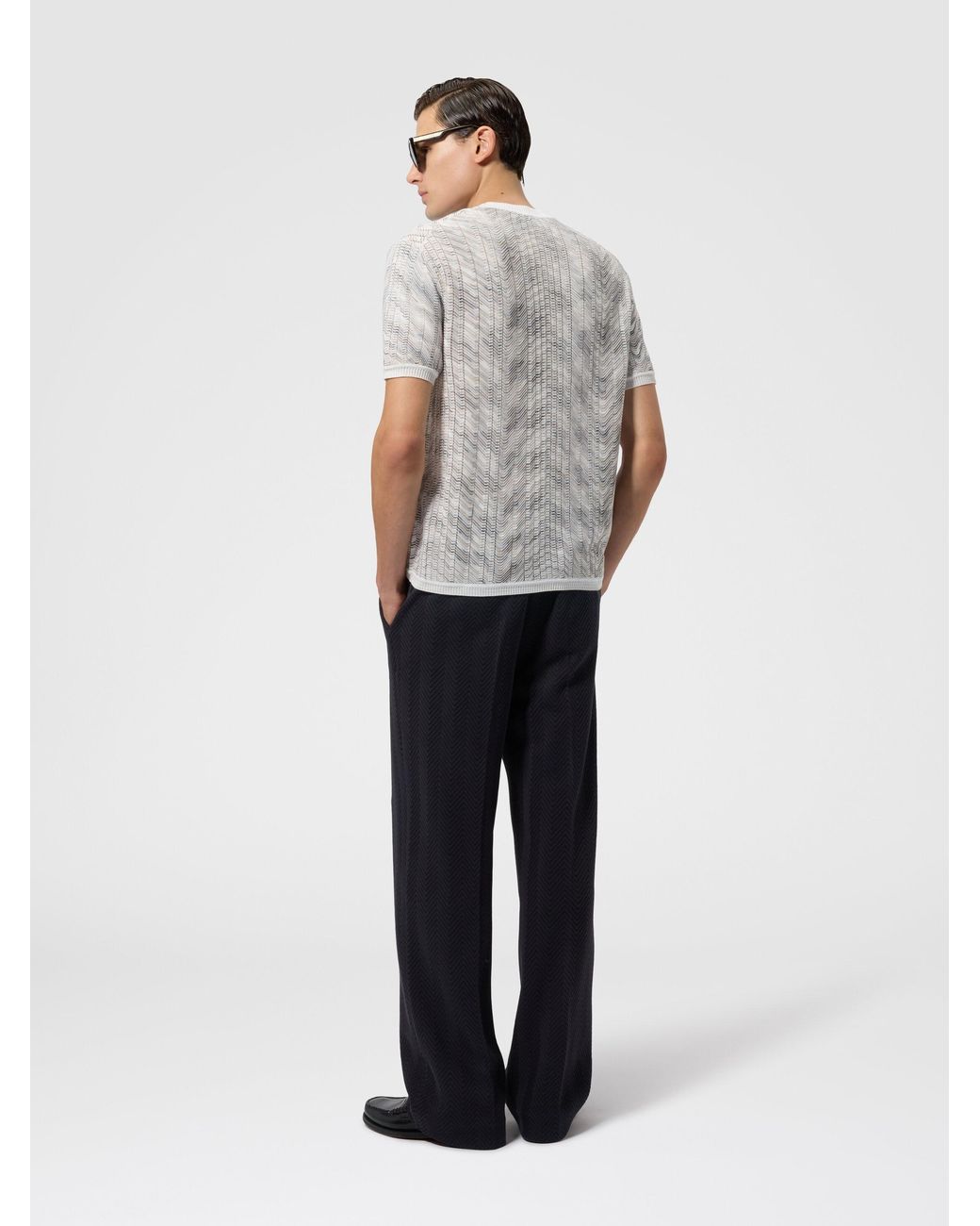 Missoni White Openwork Cotton And Viscose Knit T-Shirt for men
