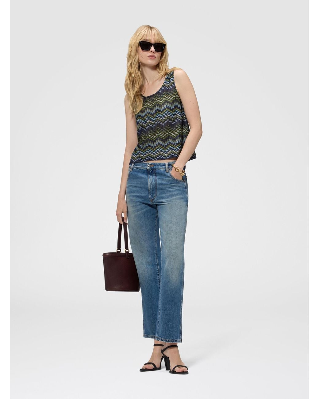 Missoni Multicolor Sleeveless Viscose Top With Snake Motif
