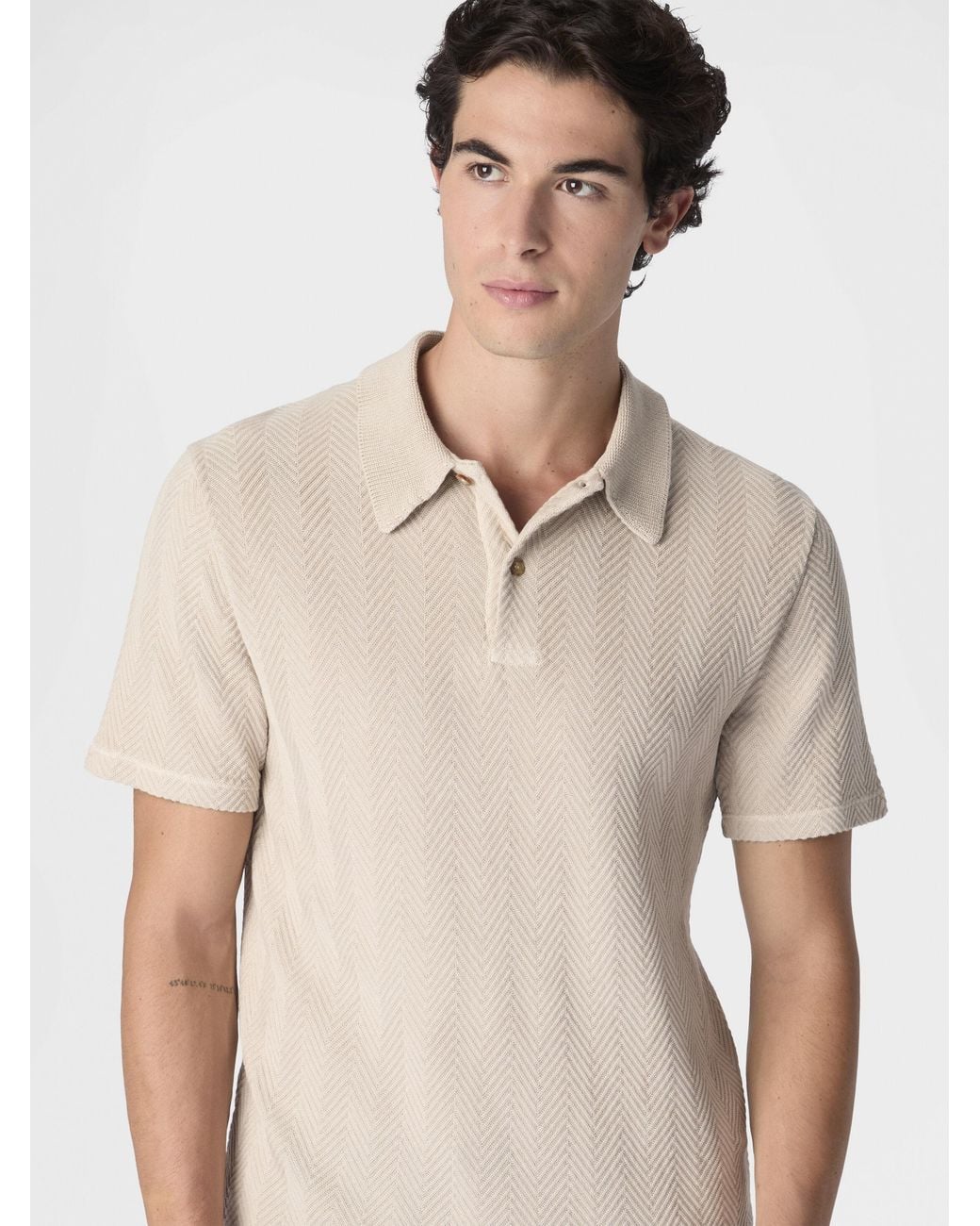 Missoni White Cotton And Viscose Polo Shirt With Tone-On-Tone Zigzag Motif for men