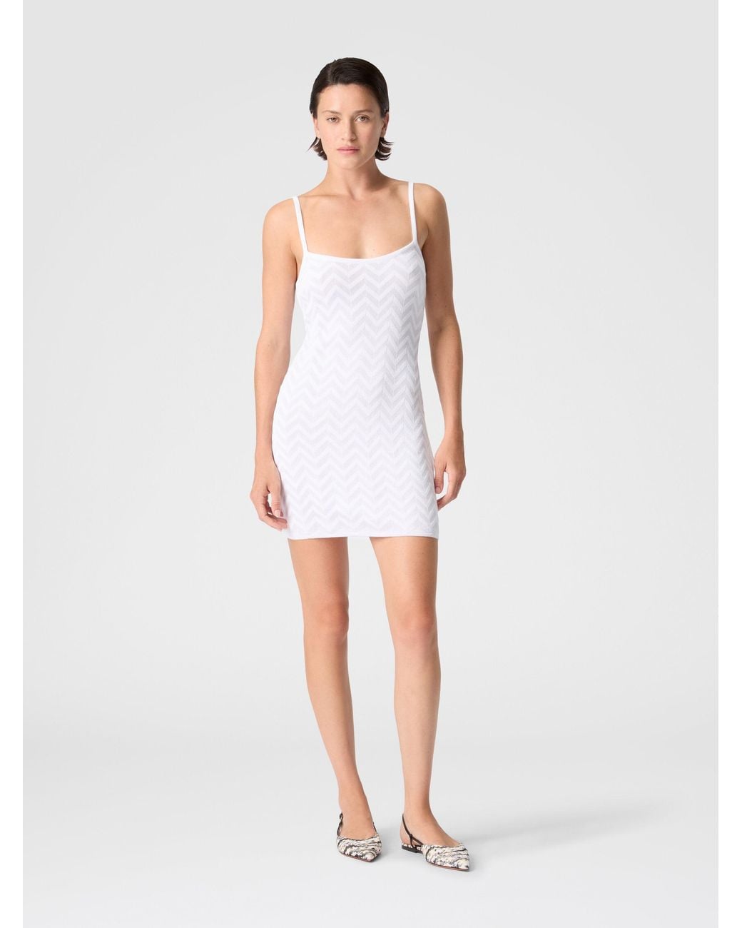 Missoni White Chevron Cotton And Viscose Mini Dress