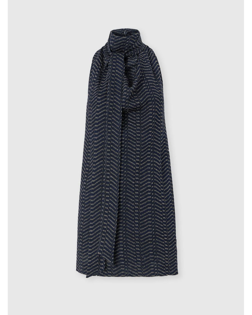Missoni Blue Sleeveless Mini Dress With Scarf Collar