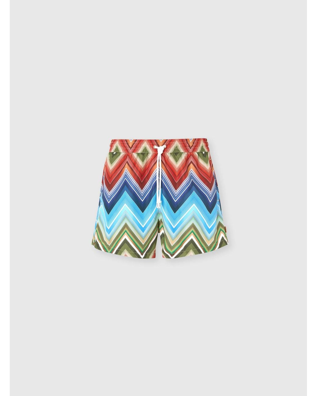 Missoni White Mid-Length Swim Shorts With Macro Zigzag Print for men