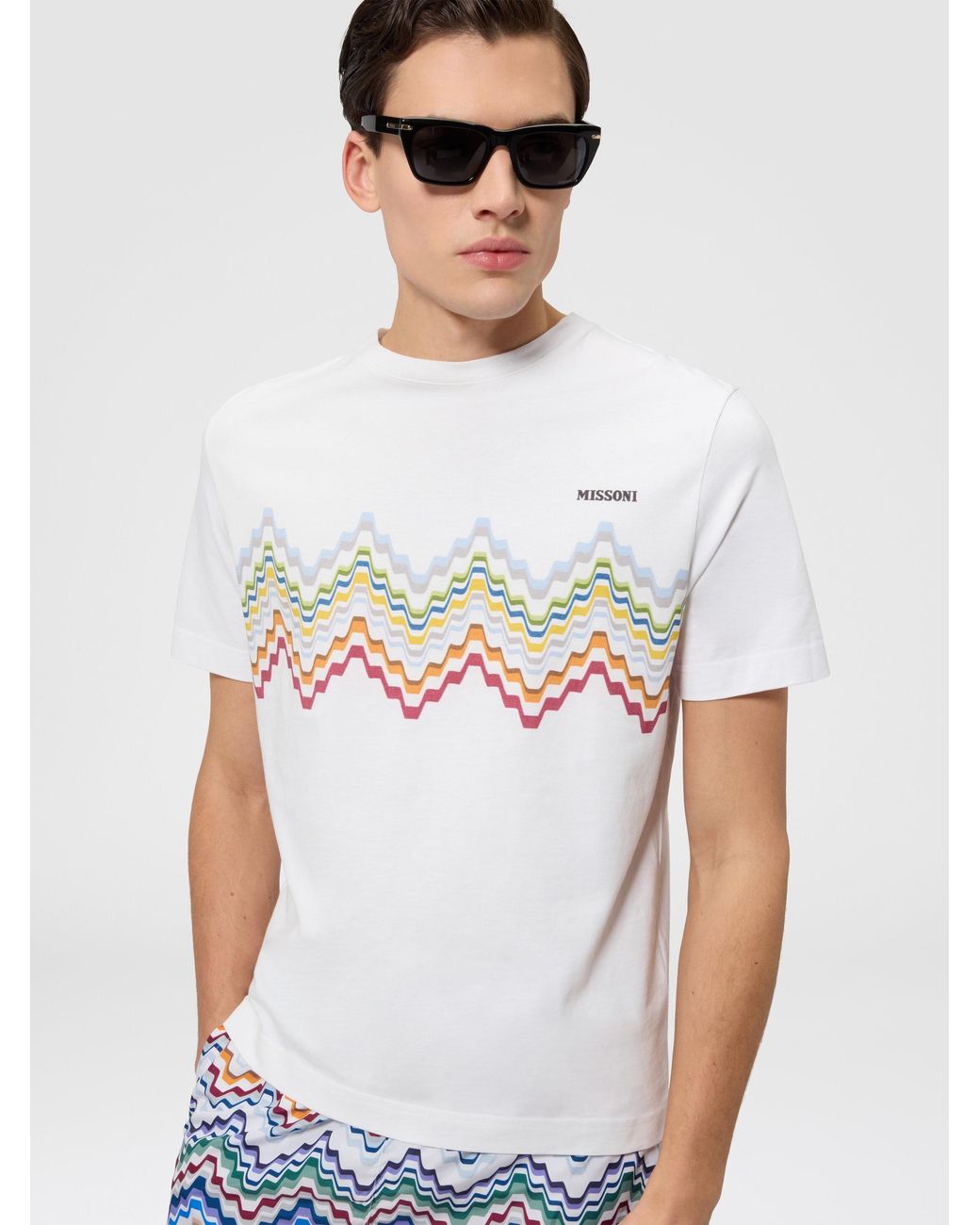 Missoni White Cotton Crewneck T-Shirt With Logo Lettering for men