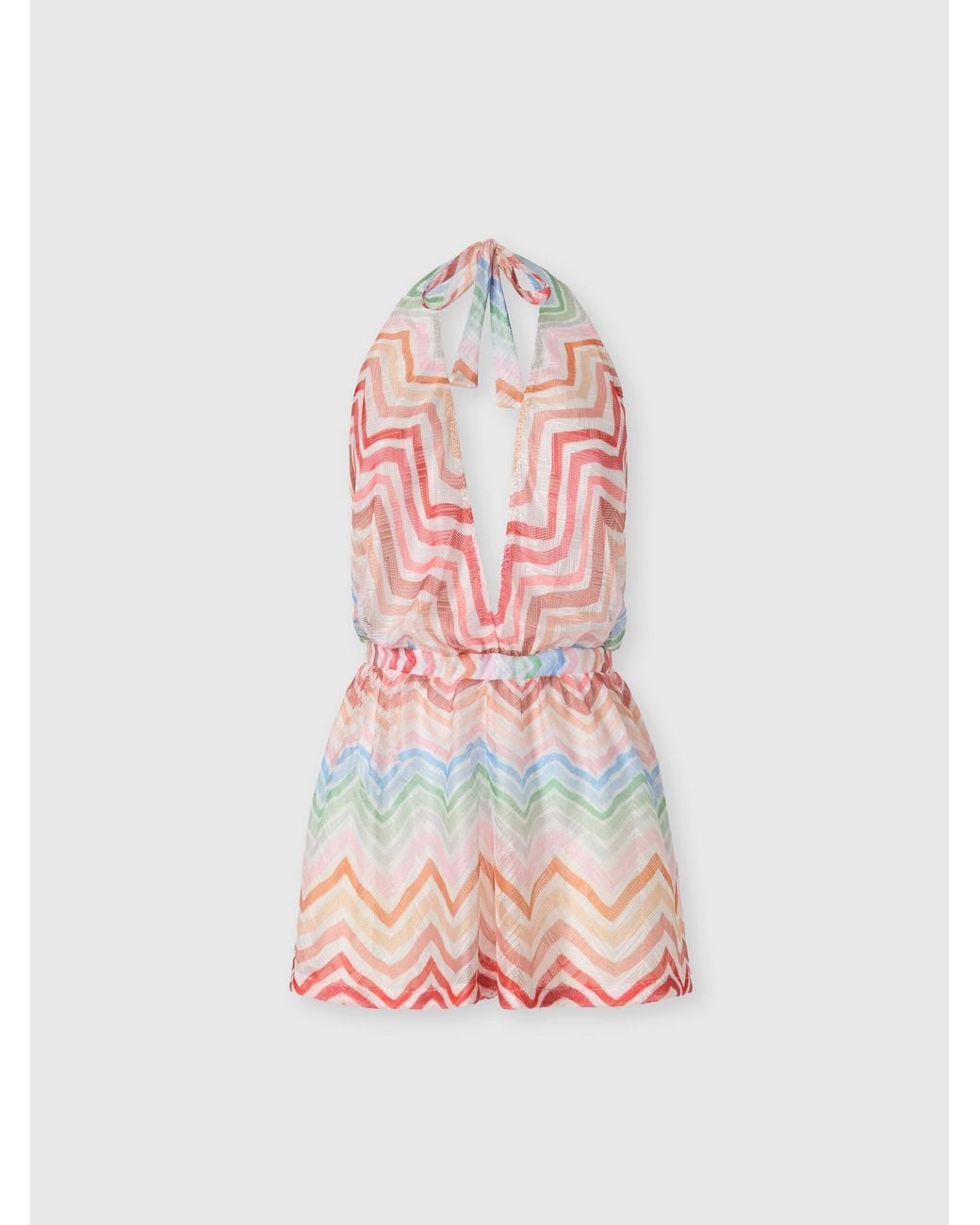 Missoni Pink Short Zig Zag Printed Cover-Up Jumpsuit