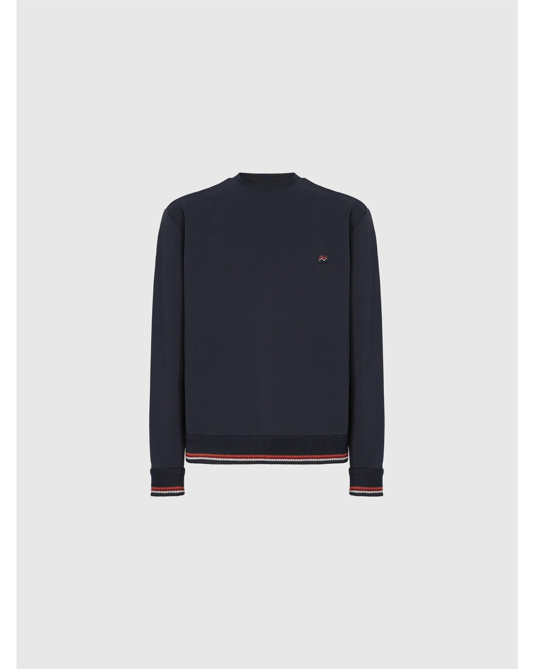 Missoni Blue Crew Neck Sweatshirt With Knit Embroidery And Logo for men