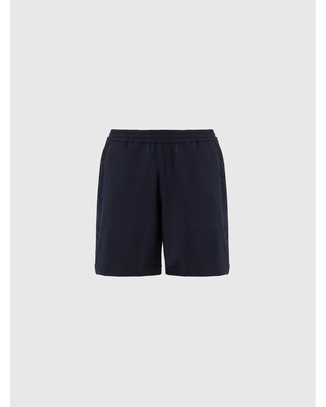 Missoni Blue Cotton Fleece Shorts With Knit Inserts for men