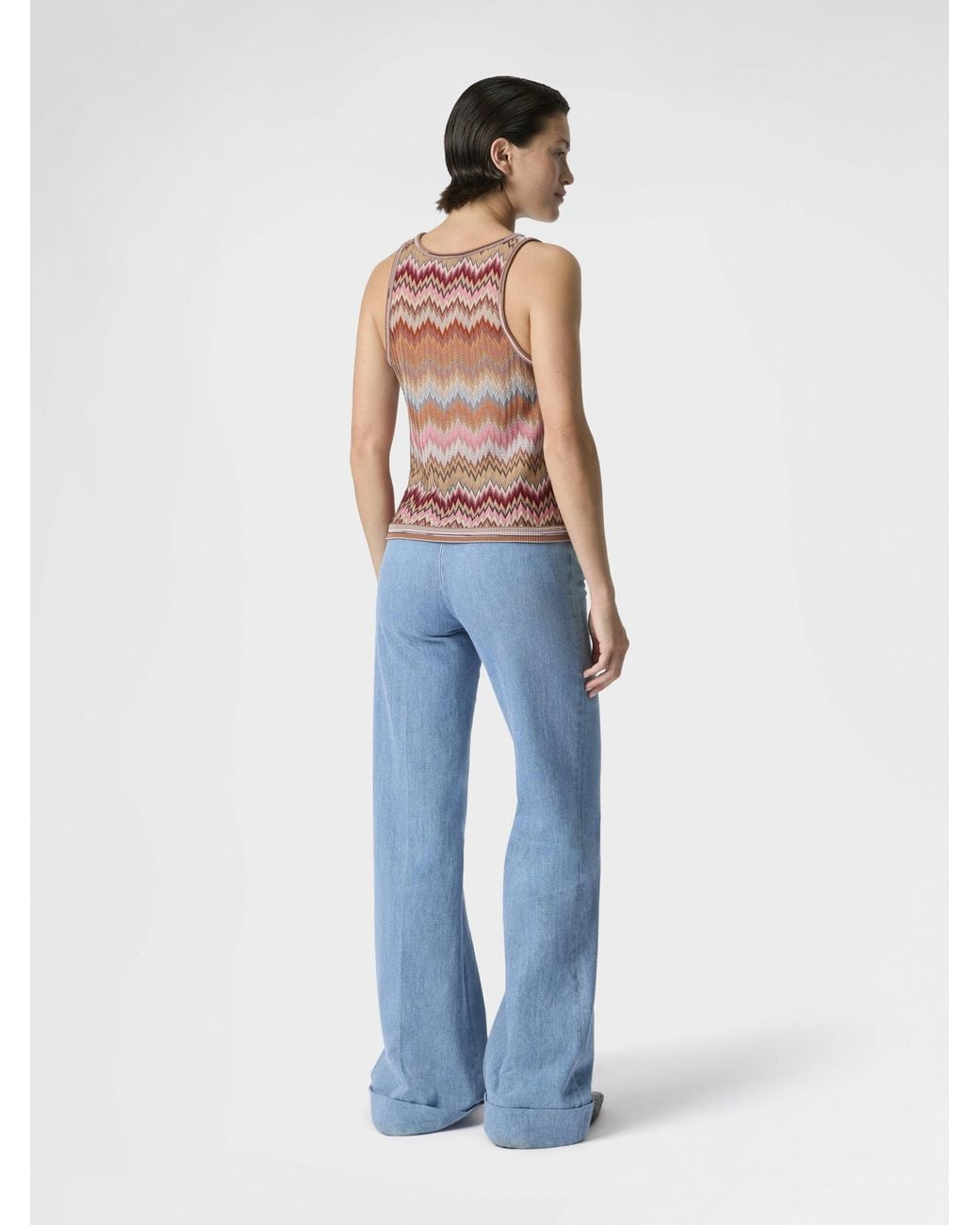 Missoni White Snake-Pattern Viscose Sleeveless Top, & Rust