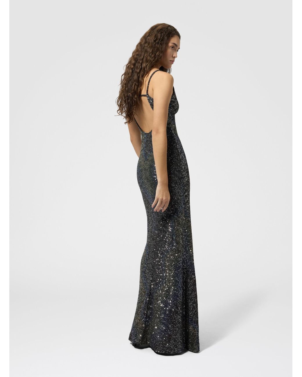 Missoni White Long Dégradé Knit Dress With Sequins