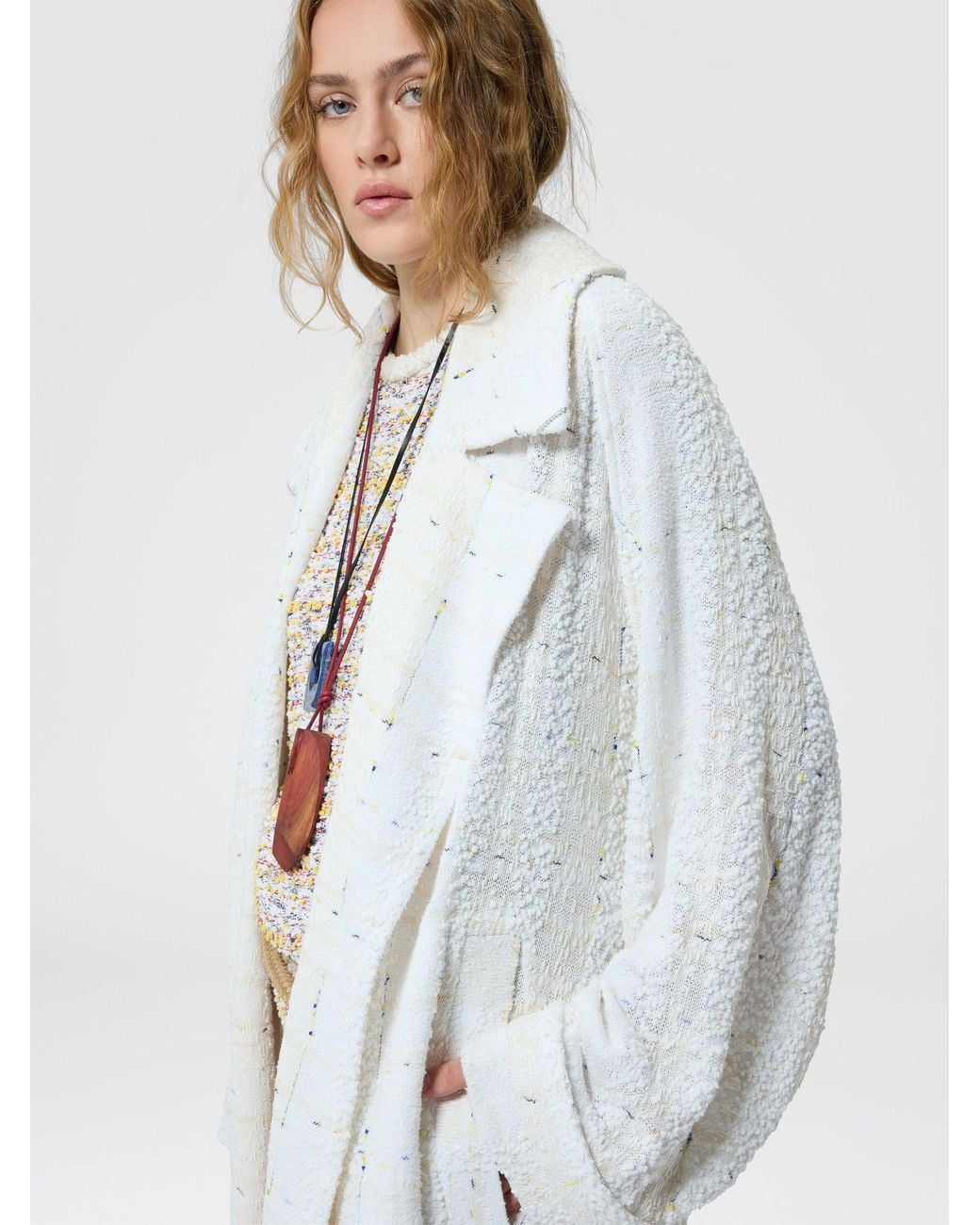 Missoni White Buttonless Trench Coat With Raglan Sleeves