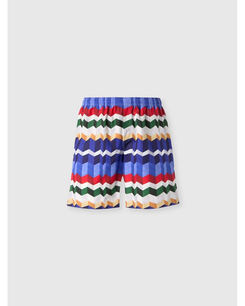 Missoni Blue Long Swim Shorts With 3D Zigzag Print for men