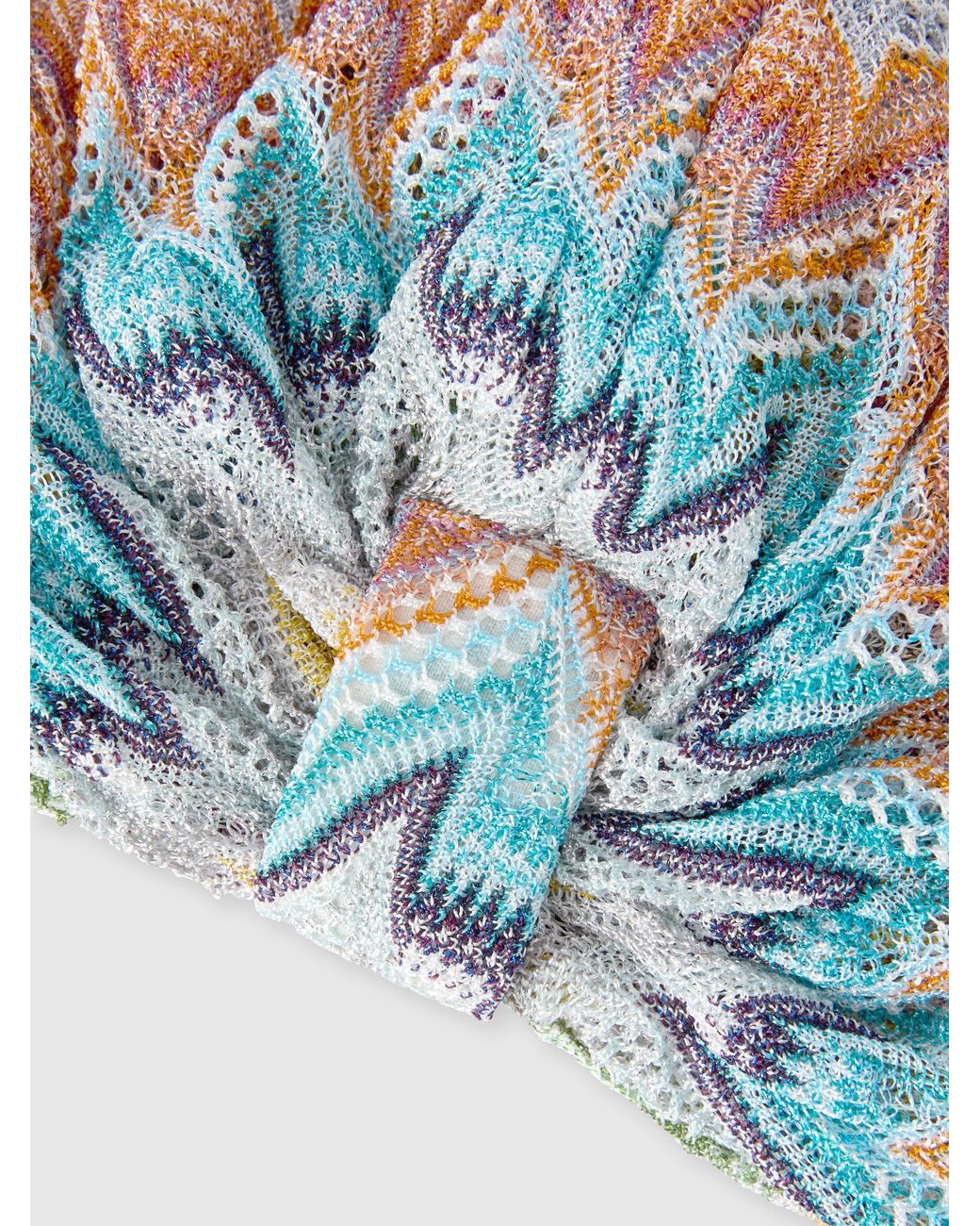 Missoni White Zig Zag Viscose-Blend Lamé Turban
