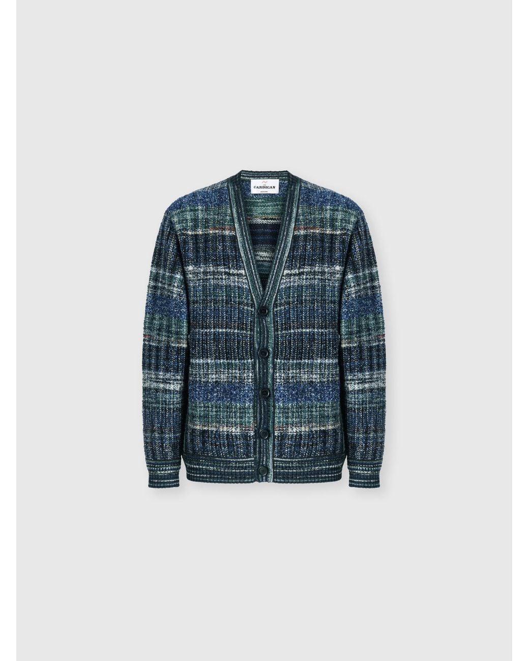 Missoni Blue Wool-Blend Check Cardigan With Side Pockets for men