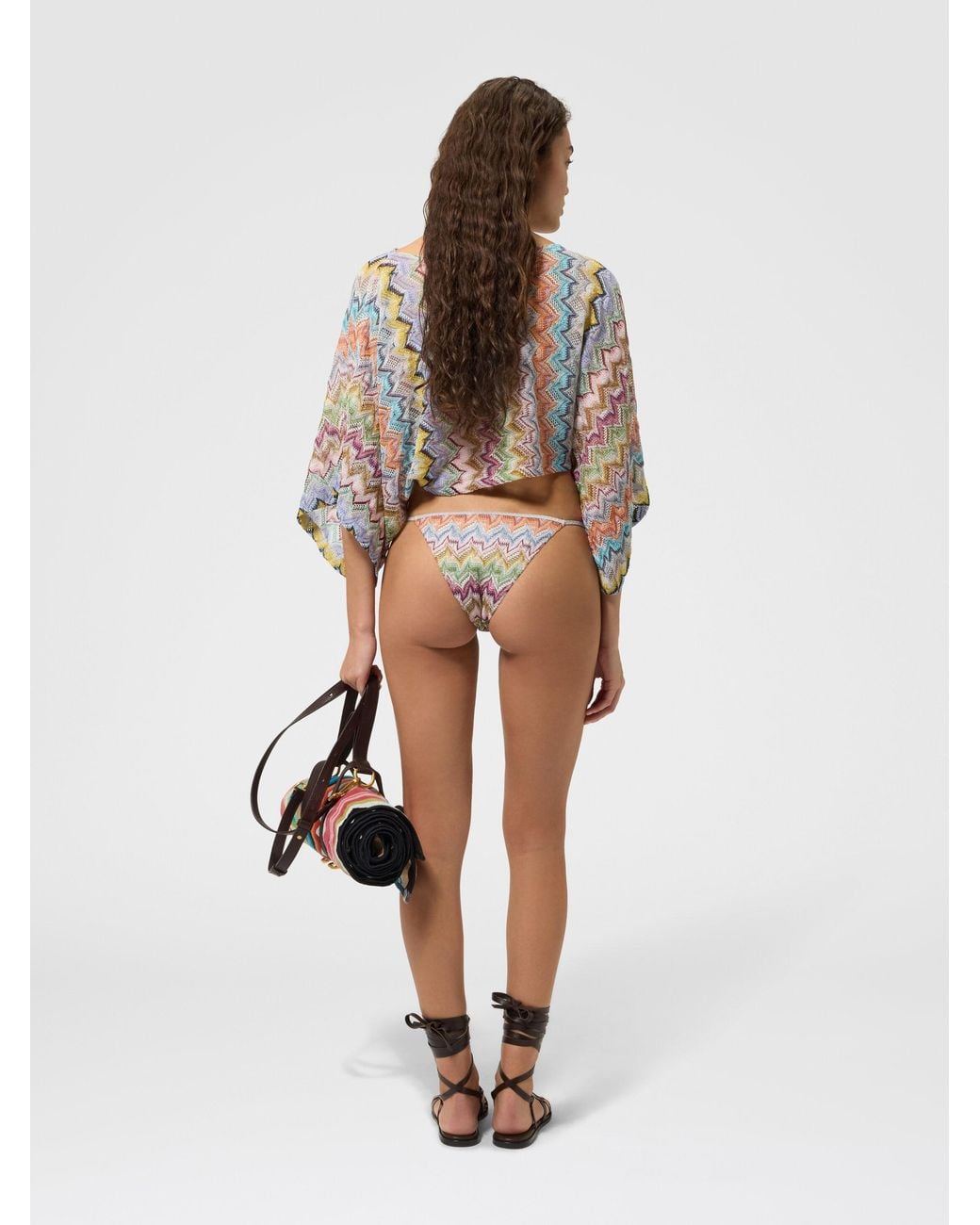 Missoni White Viscose Lamé Cover-Up Top With Batwing Sleeves