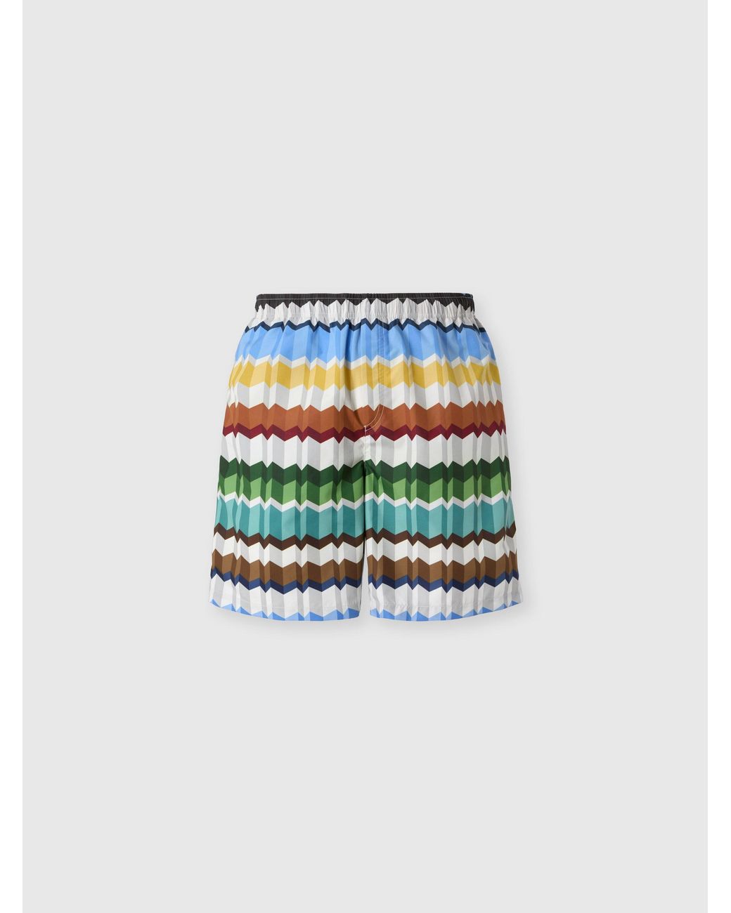 Missoni White Long Printed Swim Shorts With Elastic Waistband for men