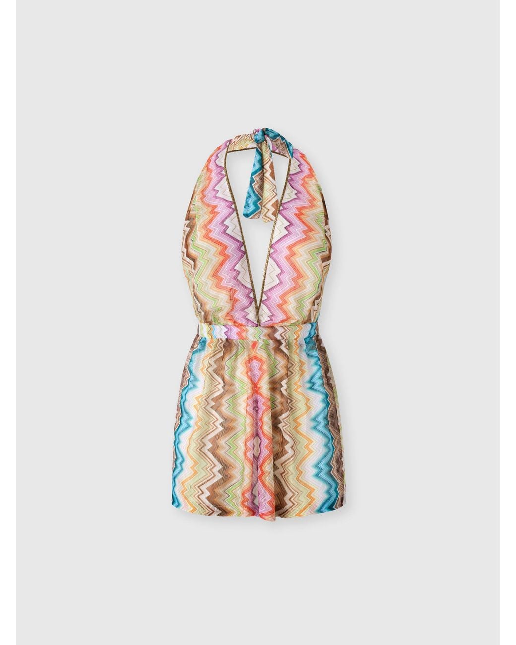 Missoni White Short Jumpsuit With Printed Motif And Contrast Trims