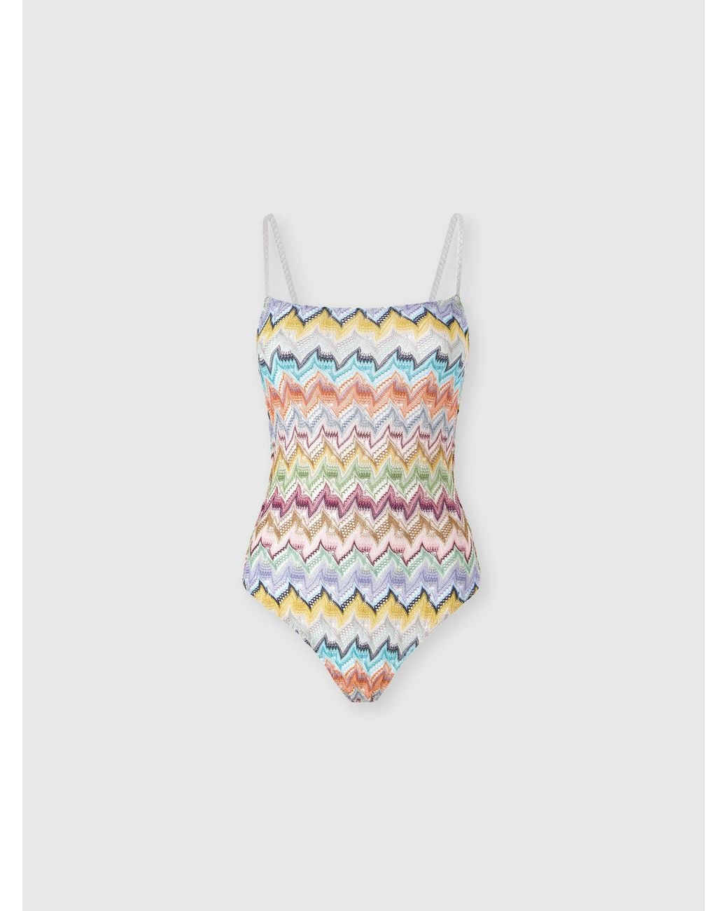 Missoni White Viscose Lamé One-Piece Swimsuit