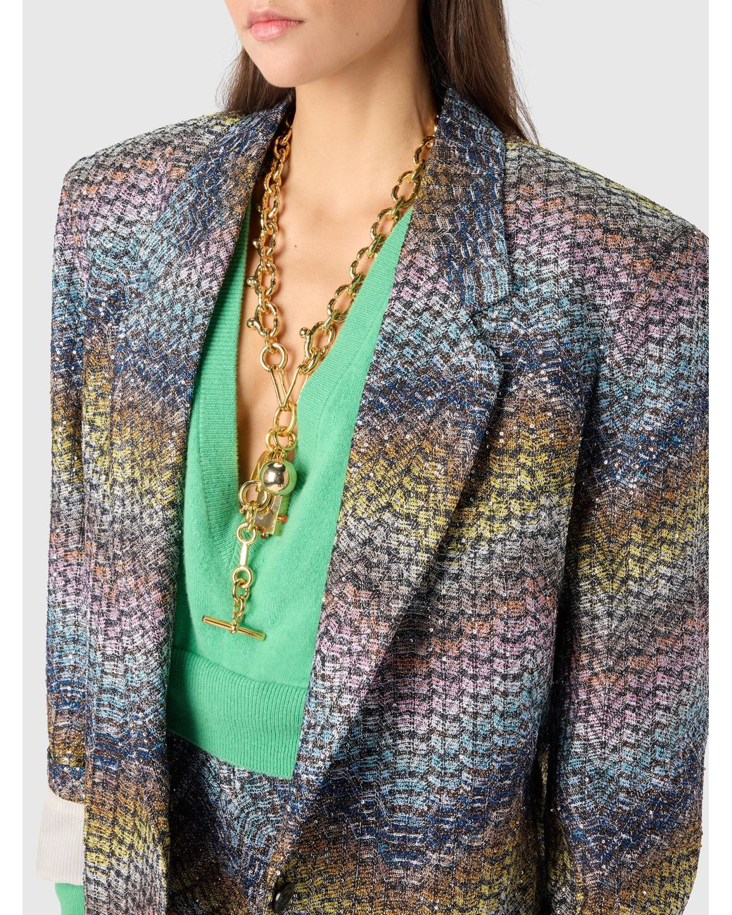 Missoni Blue Oversized Single-Breasted Blazer