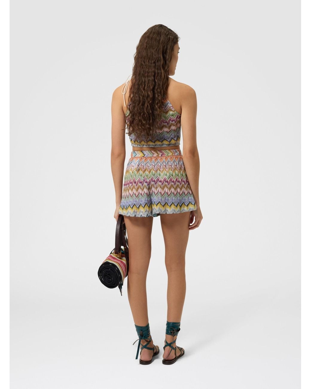 Missoni White Viscose Lamé Cover-Up Shorts