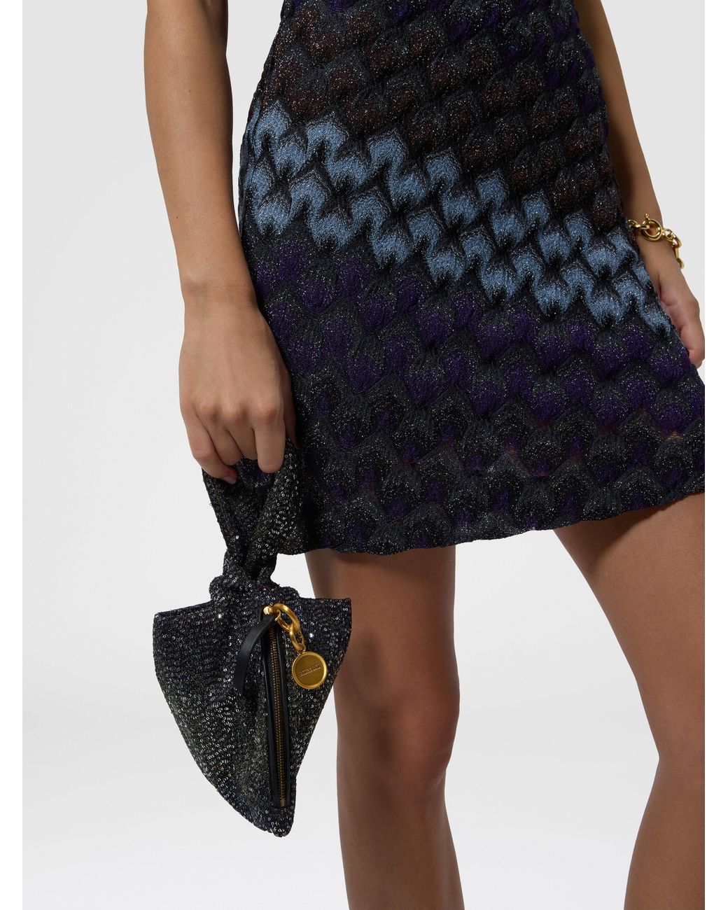 Missoni Multicolor Handbag With Sequins And Logo Charm