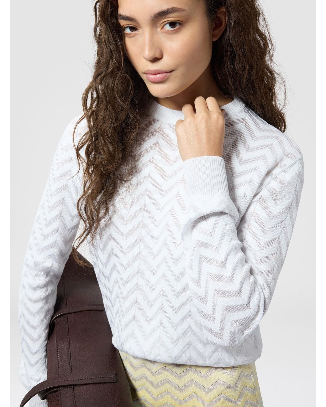 Missoni White Crew-Neck Stretch Pullover