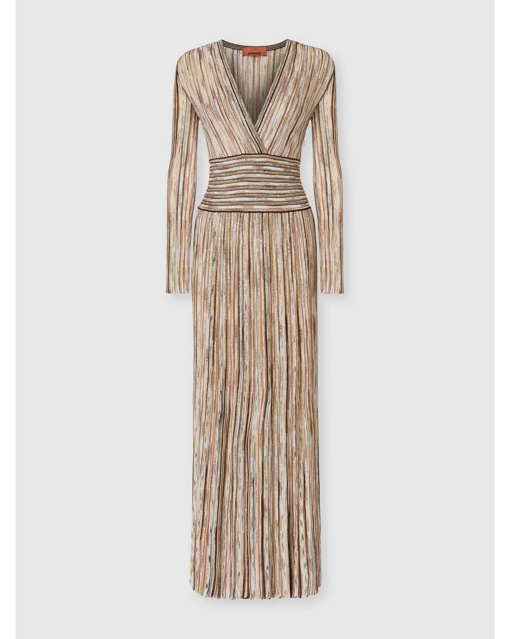Missoni Natural Long Ribbed Viscose-Blend Dress With Sequins