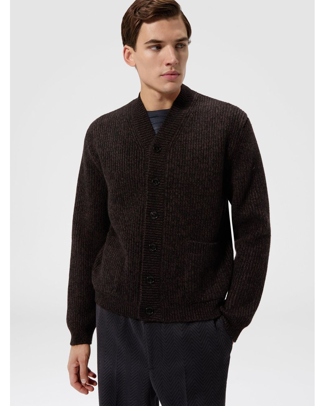 Missoni Black Wool And Viscose Mélange Cardigan for men